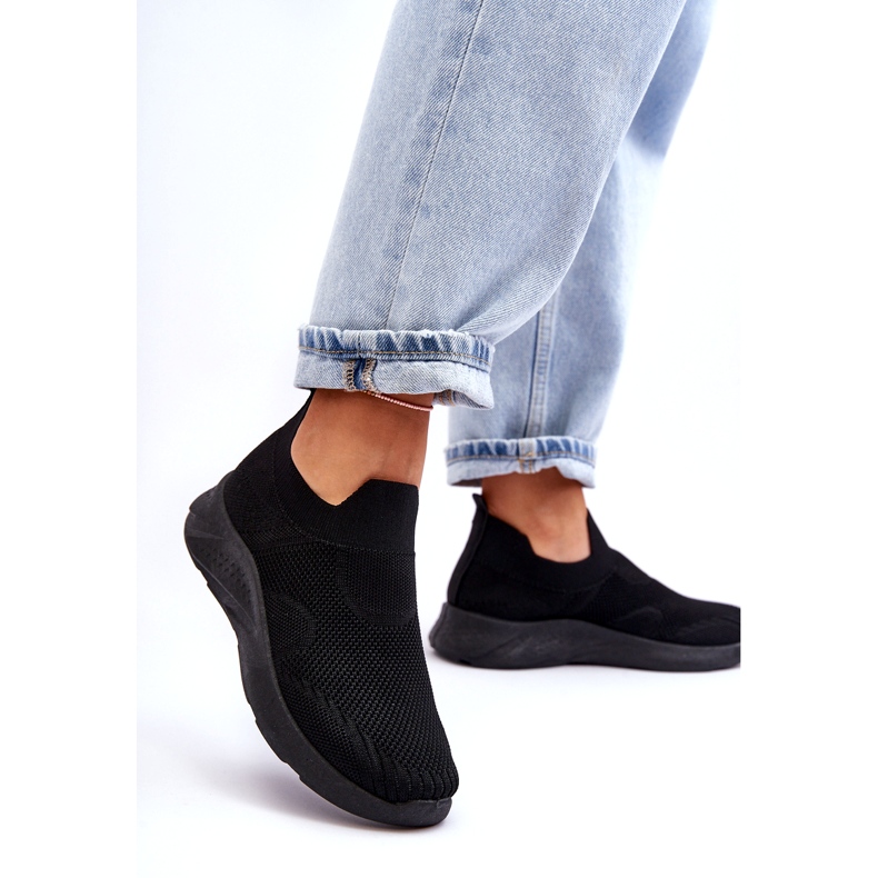 Sapatos esportivos femininos sem cadarço Preto Claris 1