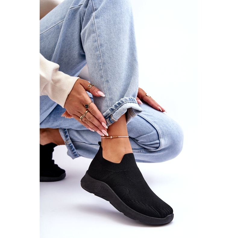 Sapatos esportivos femininos sem cadarço Preto Claris 3