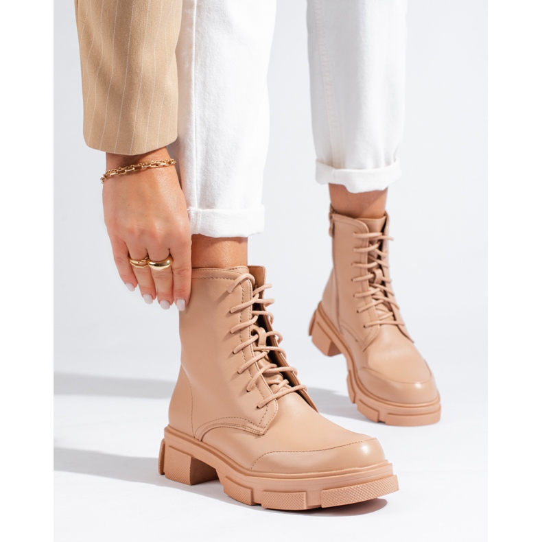 Bolsa feminina bege com cadarço 1