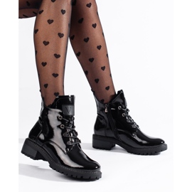 Botas de mulher Vinceza pretas lacadas preto 1