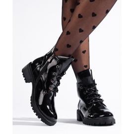Botas de mulher Vinceza pretas lacadas preto 2