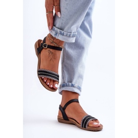 Sandálias clássicas rasas para mulheres pretas S.Barski 6708 preto 1