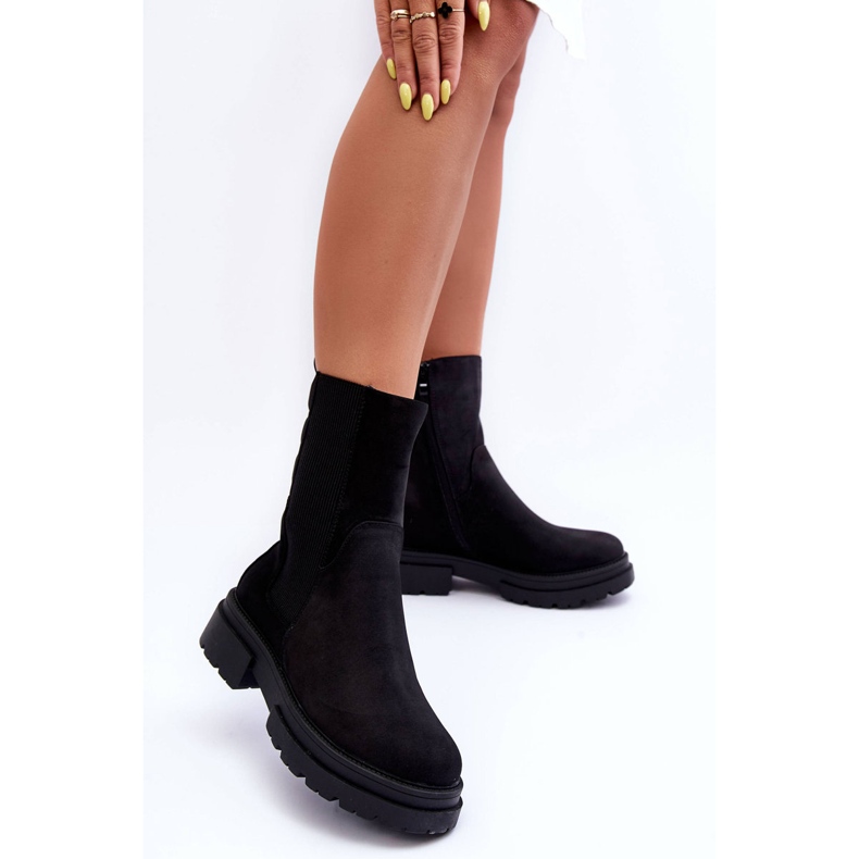 Botas Altas Quentes Botas Jodhpur Nobuck Preto Milca 1