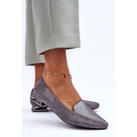 PD1 Sapatilha de balé de camurça plana cinza Loxes 1