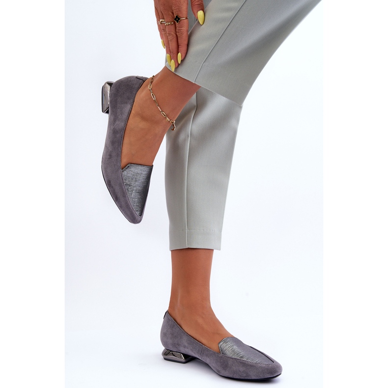 PD1 Sapatilha de balé de camurça plana cinza Loxes 2