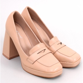 Entee Mocassim nude com salto bege 1