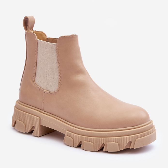 Botas baixas de couro Jodhpur bege Alcanassa 1