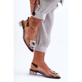 Sandália Transparente com Ornamentos Preto S.Barski MR1037-05 1