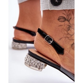 Sandália Transparente com Ornamentos Preto S.Barski MR1037-05 2