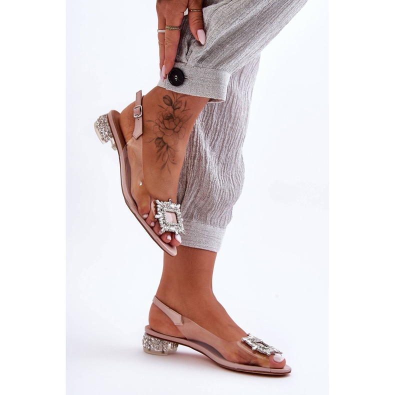 Sandálias Transparentes com Ornamentos Rosa S.Barski MR1037-05 2