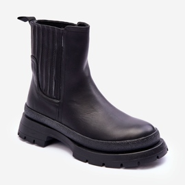 Chunky Botas De Couro Botas Chelsea Preto Rosan 1