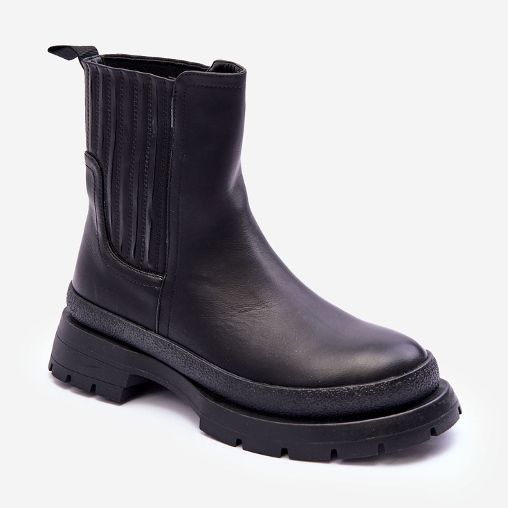Chunky Botas De Couro Botas Chelsea Preto Rosan 1