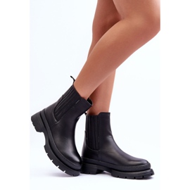 Chunky Botas De Couro Botas Chelsea Preto Rosan 2