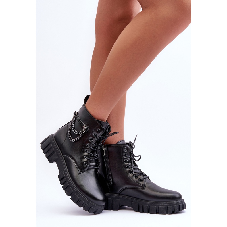 Botas elegantes de trabalhador na plataforma preta Amro preto 2