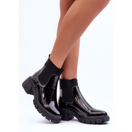 Botas femininas Chelsea laqueadas pretas Cirie preto 2