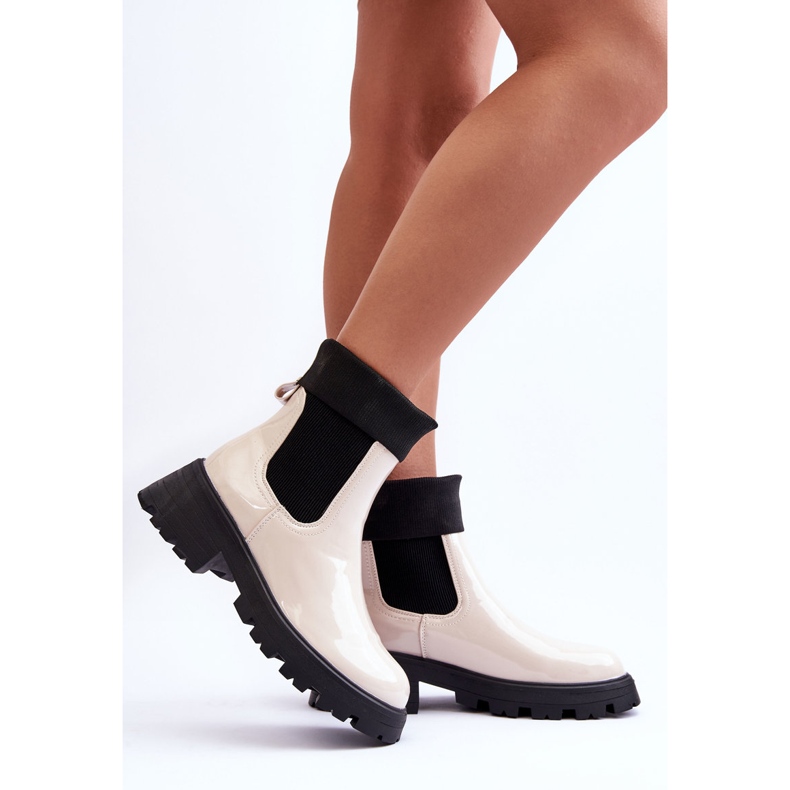 Botas Femininas Laca Jodhpur Bege Pavo 2