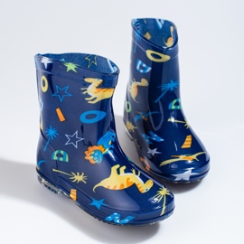 Botas de chuva de dinossauro Shelovet azuis marinhos para meninos azul 1