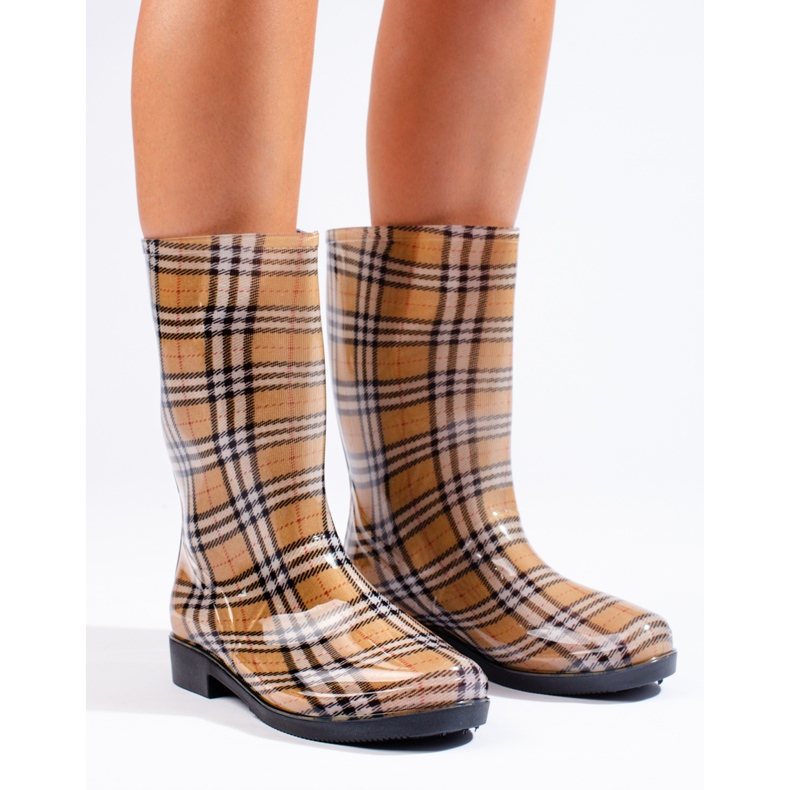 Botas de borracha xadrez de mulher Shelovet bege 1