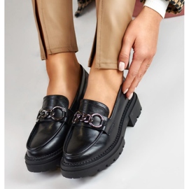 La.Fi Mocassins pretos sobre plataforma em couro ecológico 1