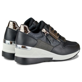 Elegantes sapatos esportivos de cunha preta preto 1