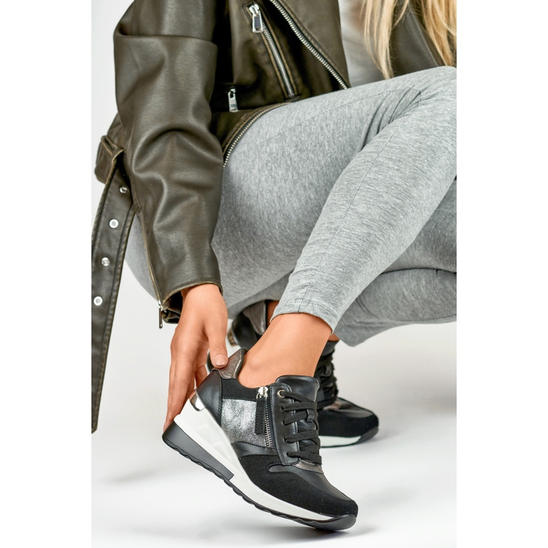 Sapatos esportivos de cunha preta preto 1