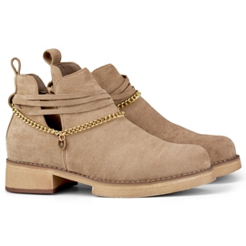 Botas femininas bege com corrente 1