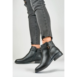 Botas femininas pretas elegantes com sola plana preto 2