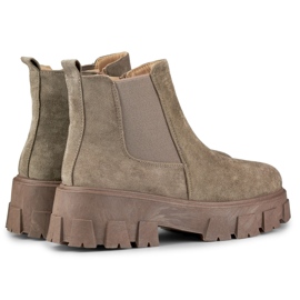 Botas de senhora castanhas com sola grossa bege 1