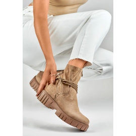 Botas de mulher bege escuro com cano elástico 1