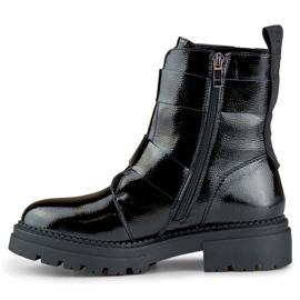 Botas de trabalhador Axelle pretas patenteadas preto 1