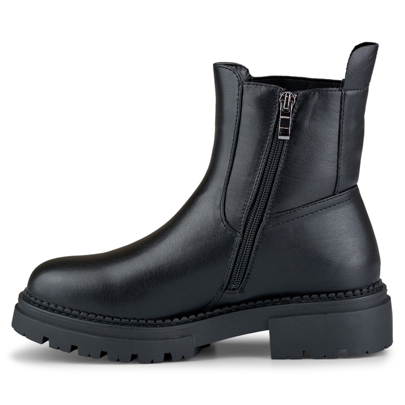 Botas de trabalho de mulher Dany pretas em pele ecológica preto 1