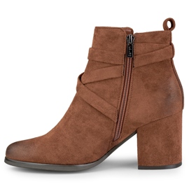 Botas de senhora castanhas em poste com fecho decorativo castanho 1 Botas de senhora castanhas em poste com fecho decorativo castanho 1