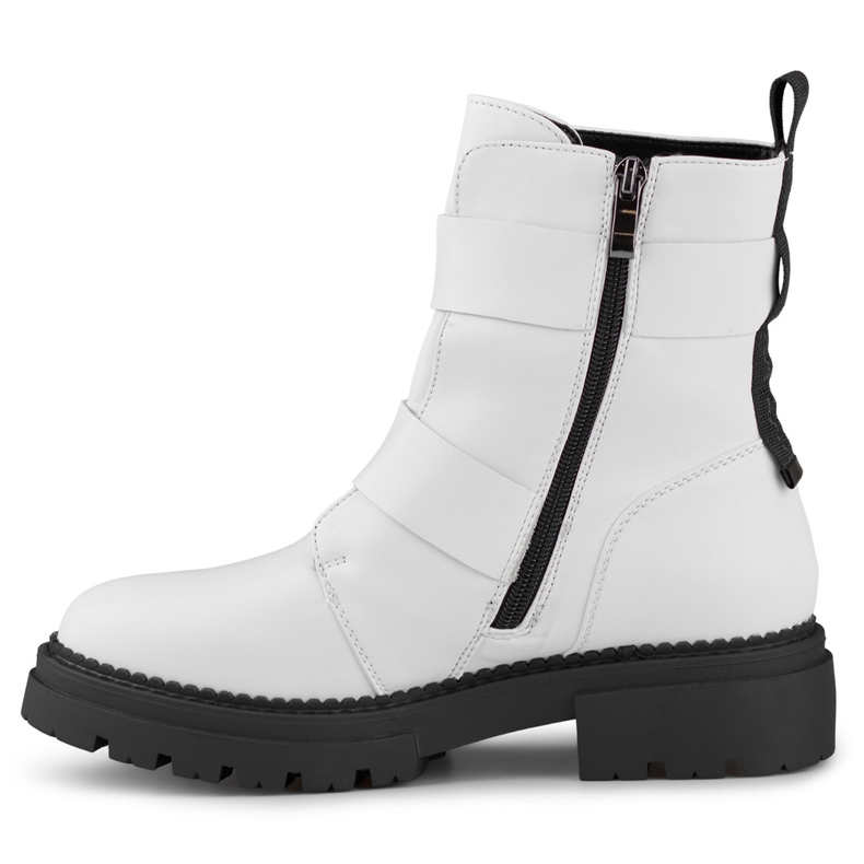 Botas trabalhadoras brancas lacadas de mulher Axelle branco 1