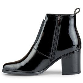 Botas de mulher elásticas pretas elegantes lacadas preto 1