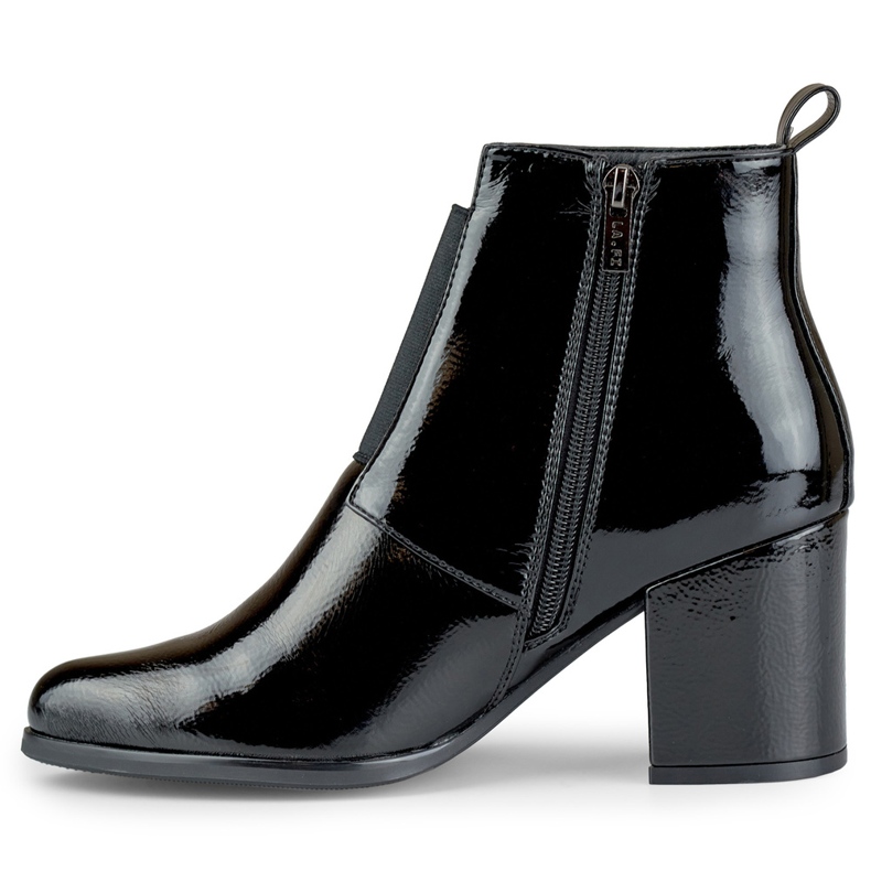 Botas de mulher elásticas pretas elegantes lacadas preto 1