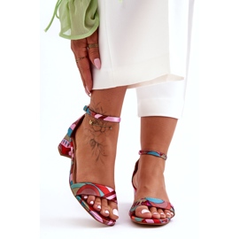 STEPHAN Sandálias de Salto Alto de Cetim Estampadas Rosa Mix Inspire Me! multicolorido 3