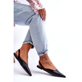 Ballerinas negras deslizantes para couro eco feminino preto 4