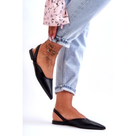 Ballerinas negras deslizantes para couro eco feminino preto 3