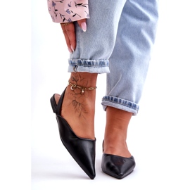 Ballerinas negras deslizantes para couro eco feminino preto 2