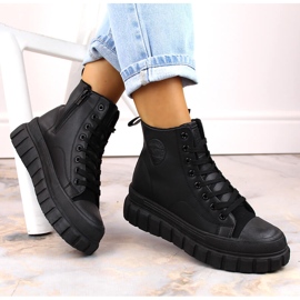 Botas isoladas Big Star MM274625 na plataforma com atacadores e fechos preto 1