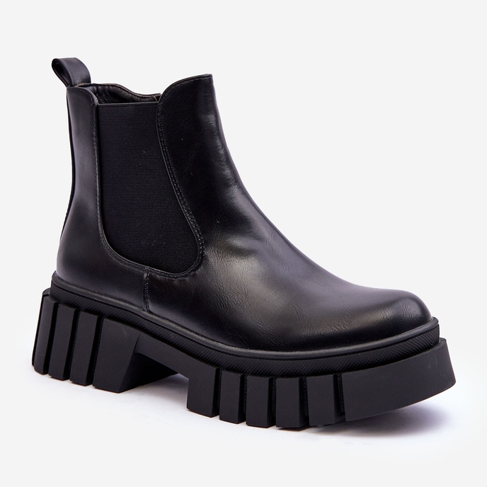 PG1 Botas grossas de couro Botas Chelsea pretas Orryss preto 1