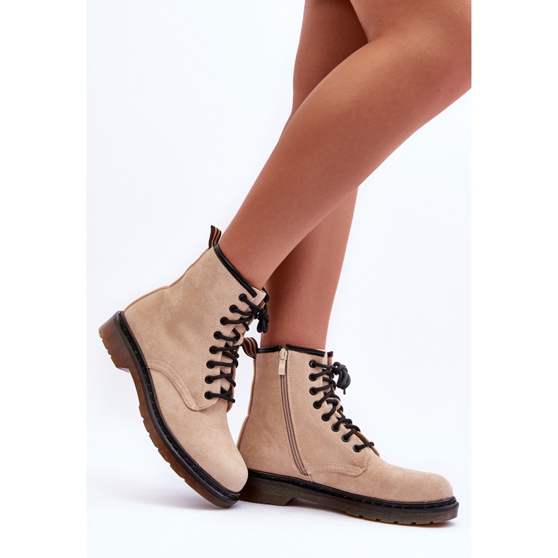 Botas de trabalho Asteoris camurça com salto plano bege 2