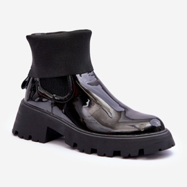 Botas femininas lacadas Jodhpur pretas Pavo preto 1