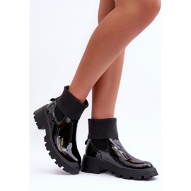 Botas femininas lacadas Jodhpur pretas Pavo preto 2