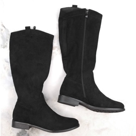 Botas femininas de camurça preta vazadas Vinceza 16456 preto 1