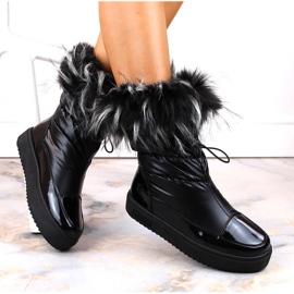 Botas de neve de plataforma de mulher com pelo preto Big Star MM274379 1