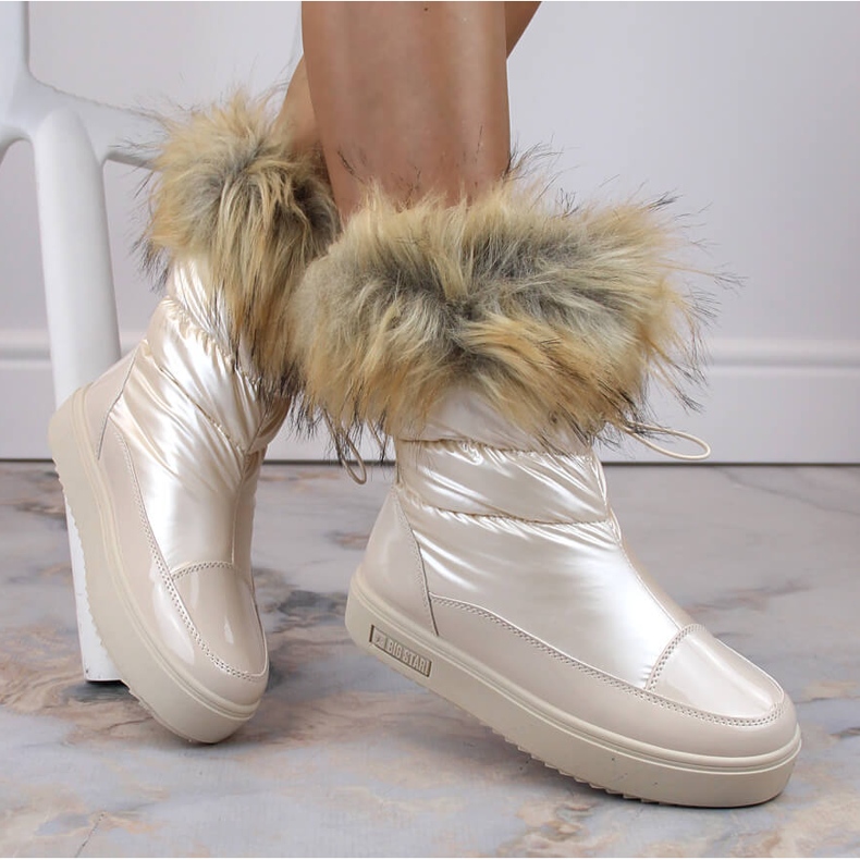 Botas femininas de neve na plataforma com pele bege Big Star MM274380 1