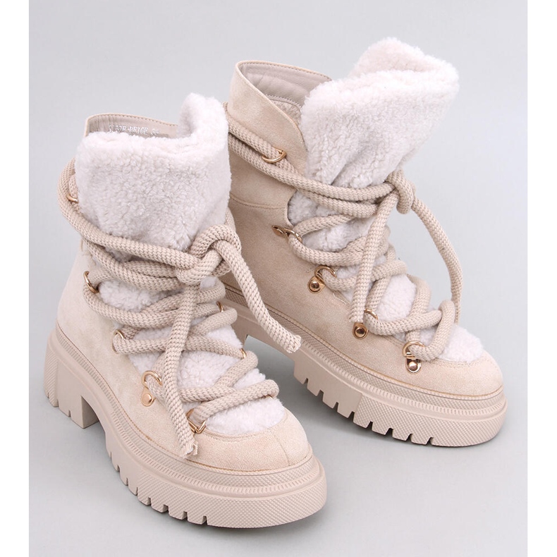 Botas de neve de pele de carneiro Shea Beige bege 1