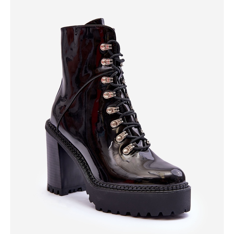 Botas lacadas com salto grosso preto Ikeshia preto 1 Botas lacadas com salto grosso preto Ikeshia preto 1