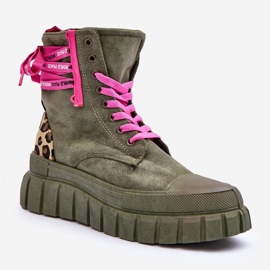 Botins femininos em camurça com plataforma verde Rafter 1 Botins femininos em camurça com plataforma verde Rafter 1